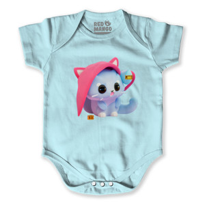Baby Jumper Kaos Bayi Kucing Biru Pakai Hoodie
