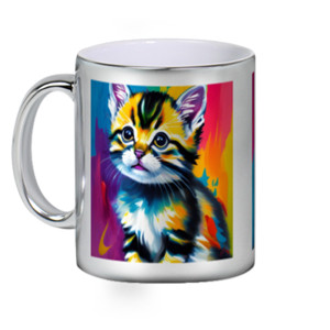 Mug Silver Two Kittens