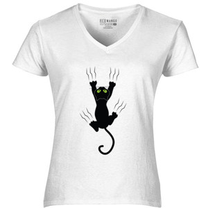 Kaos Black Cat Fall On My T-shirts
