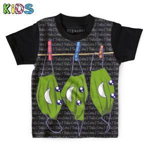 Kaos Anak Full-Print Kartun Masker Lucu