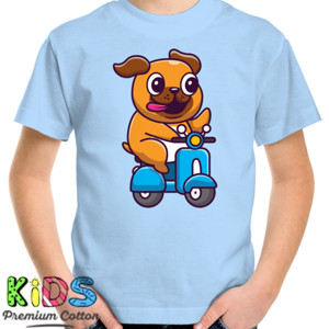 Kaos Pug Riding Motor Cycle