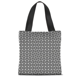 Tas Tote Fullprint Pola Anyaman Hitam