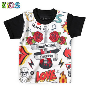 Kaos Anak Full-Print Baju Kaos Anak Rock-and-roll forever