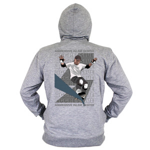 Hoodie Zipper Aggressive Inline Skater w/ Background Back