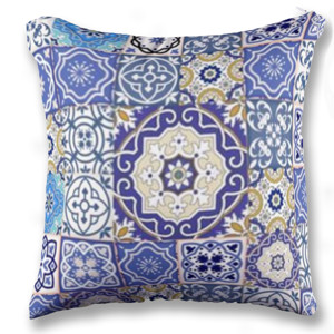 Bantal Blue Mosaic Pattern - Pola Mosaik Biru