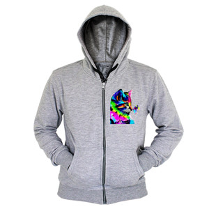 Hoodie Zipper Watercolor Cat