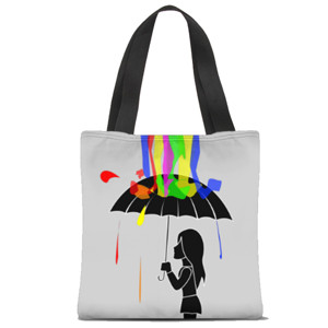 Tas Tote Fullprint Rainbow Rain