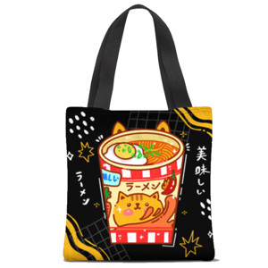 Tas Tote Fullprint Cup ramen hitam