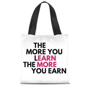 Tas Tote Fullprint The More You Learn, More You Earn