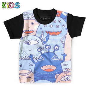 Kaos Anak Full-Print Kaos Anak Cute monsters crowd