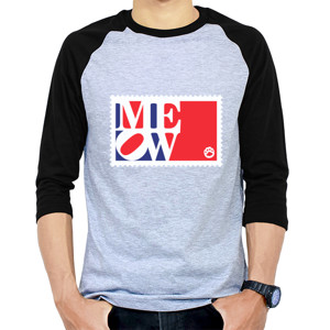 Kaos Raglan Perangko Meow