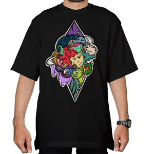 Kaos Oversize kaos colorful doodle abstract face and animal