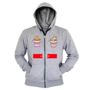 Hoodie Zipper Kaos Tema Doodle Kawaii Mie Ramen Versus