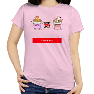 Kaos Kaos Tema Doodle Kawaii Mie Ramen Versus