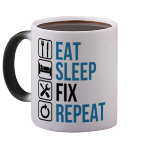Mug Bunglon ME-0007 Eat Sleep Fix Repeat (Bunglon)