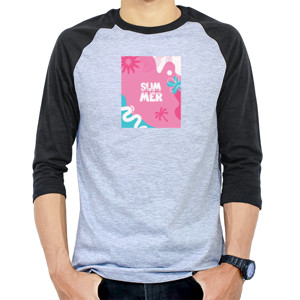 Kaos Raglan Kaos Wanita Summer Vibes Pink Y2K Aesthetic