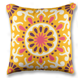 Bantal Abstract Flower Mandala Yellow