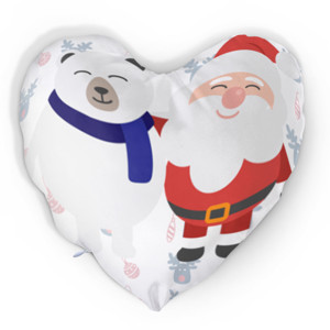Bantal Hati santa klaus dan polar bear