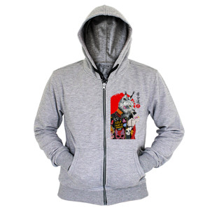 Hoodie Zipper TH-01 Bad Cat (White)