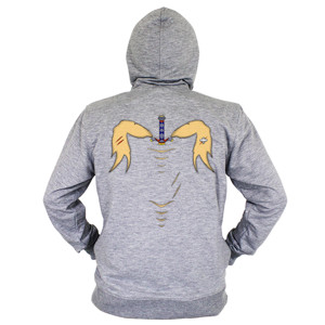 Hoodie Zipper Desain sobek dan pedang