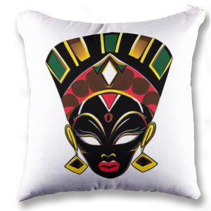 Bantal Topeng Perempuan Ashanti – Ilustrasi Etnik Afrika