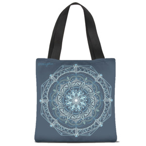 Tas Tote Fullprint Blue Circle Pattern