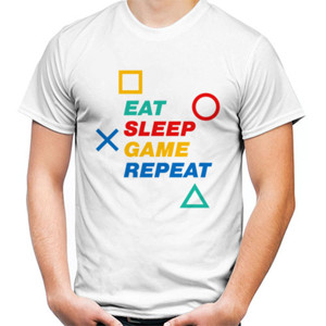 Kaos Kaos Pria Hobby Eat Sleep Game Repeat