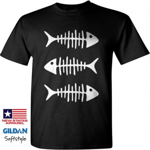 Kaos White Fish Bones Funny