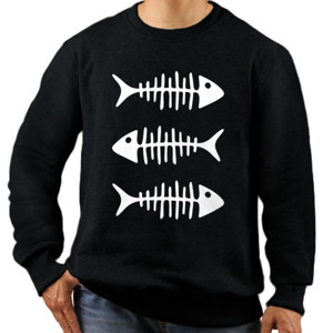 Jaket Sweater White Fish Bones Funny