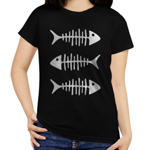 Kaos White Fish Bones Funny