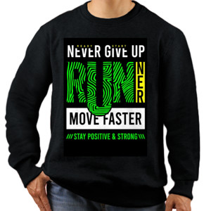 Jaket Sweater Never Give Up Run Green