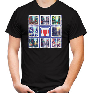 Kaos Manga Jalanan Kota Tokyo Jepang Desain Perangko