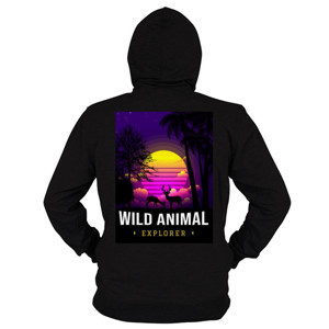 Hoodie Zipper Wild Animal Explore Retro Style
