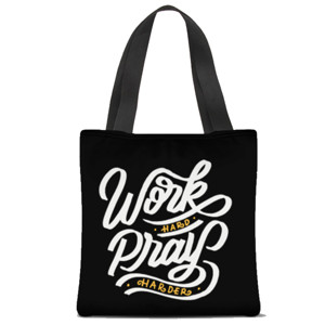 Tas Tote Fullprint Work Hard Pray Harder
