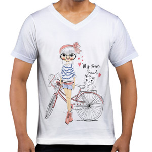 Kaos  gadis dan kucing