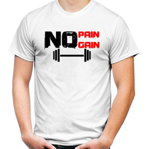 Kaos Kaos No Pain No Gain Putih (gym)