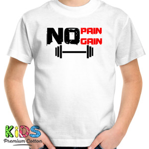 Kaos Kaos No Pain No Gain Putih (gym)