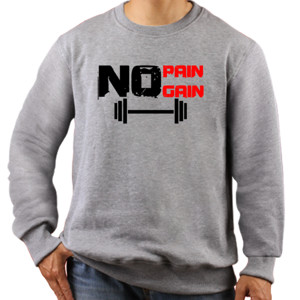 Jaket Sweater Kaos No Pain No Gain Putih (gym)