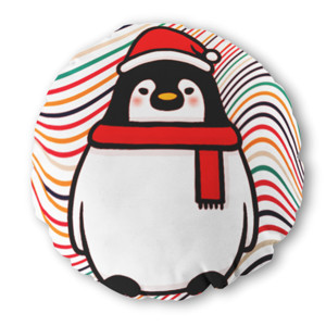 Bantal Bulat Penguin Rainbow