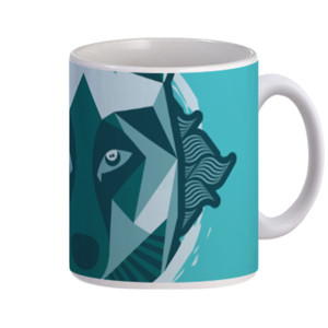 Mug Wolf Geometric Cool Blues
