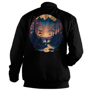 Jaket Bomber Pria memancing ikan dengan ilustrasi vektor 