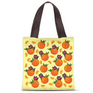 Tas Tote Fullprint Kitty Fruit - Orange
