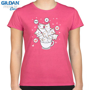 Kaos Kucing Lucu Dalam Cangkir