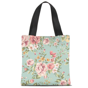 Tas Tote Fullprint Bunga Biru