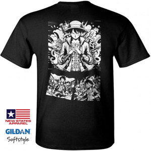 Kaos Premium - Anime One Piece Hitam Putih