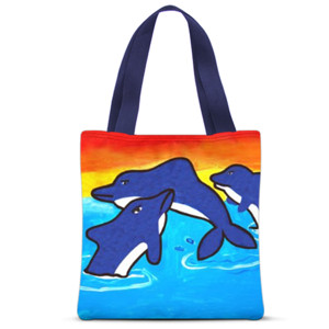 Tas Tote Fullprint Dolphins