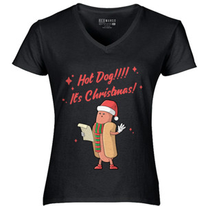 Kaos Hot Dog Christmas - Kaos Natal Lucu