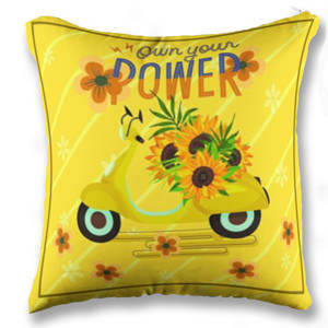 Bantal Yellow motorbike with flowers