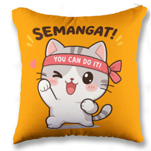 Bantal Bantal Sofa – Kucing Chibi "SEMANGAT! YOU CAN DO I