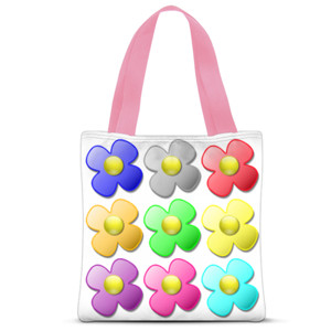 Tas Tote Fullprint Bunga warna warni